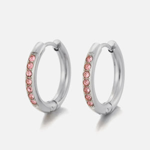 Hoops met steentjes roze