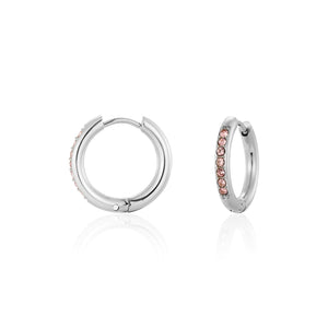 Hoops met steentjes roze