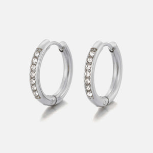 Hoops met steentjes wit/goud - Zilver