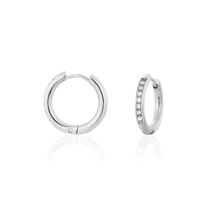 Hoops met steentjes wit/goud