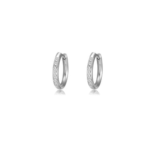 Hoops met steentjes wit/goud