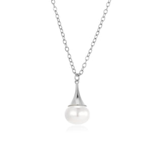 Ketting druppel parel zilver