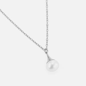 Ketting druppel parel zilver