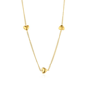 Ketting fancy hartjes goud