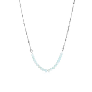 Ketting fijne blauwe kralen zilver