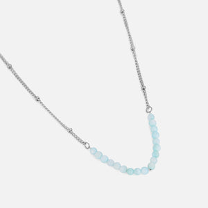 Ketting fijne blauwe kralen zilver