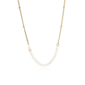Ketting fijne witte kralen goud