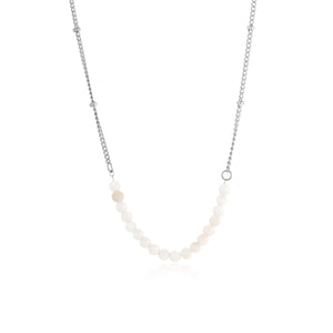 Ketting fijne witte kralen zilver