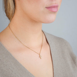 Ketting kruis gekleurde steentjes goud