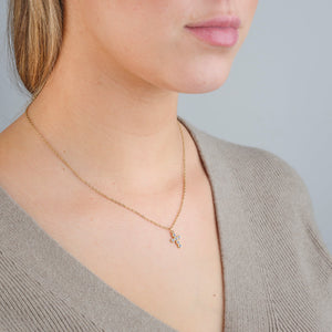 Ketting kruis gekleurde steentjes goud