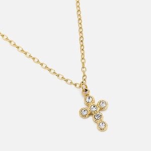 Ketting kruis gekleurde steentjes goud