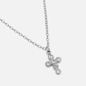 Ketting kruis gekleurde steentjes zilver