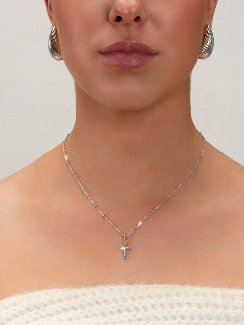 Dochais Kruis Halsketting voor Vrouwen 925 Sterling Zilver, 18K Goud Verguld Kruis Hanger met Ketting 40 5CM, Goud/Wit Goud, Small, Sterling zilver Dochais Kruis Halsketting voor Vrouwen 925 Sterling Zilver, 18K Goud Verguld Kruis Hanger met Ketting 40 5CM, Goud/Wit Goud, Small, Sterling zilver