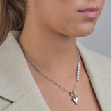 Ketting lux parels hartje zilver