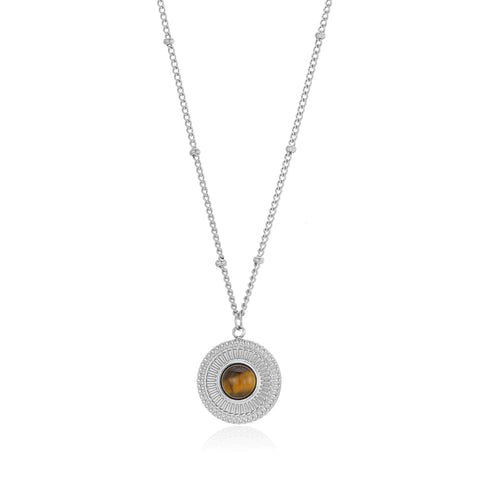 Ketting munt met bruine steen