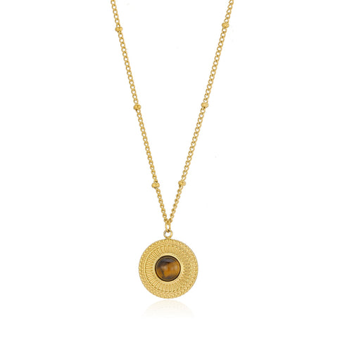 Ketting munt met bruine steen