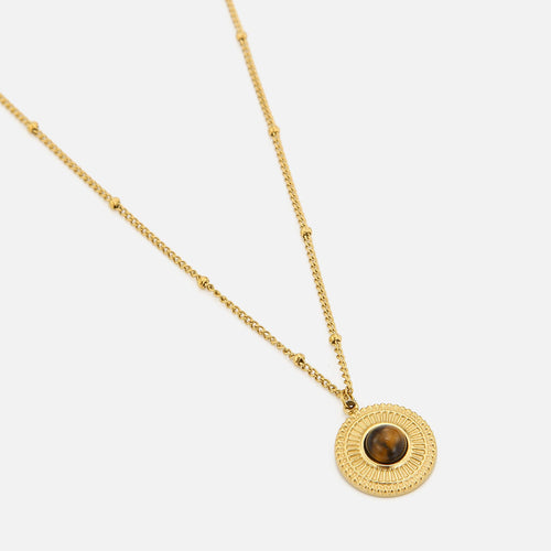 Ketting munt met bruine steen