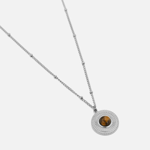 Ketting munt met bruine steen
