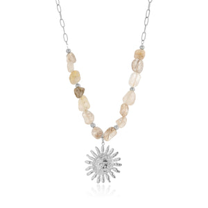 Natural stone necklace with sun