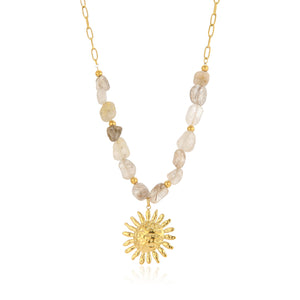 Natural stone necklace with sun