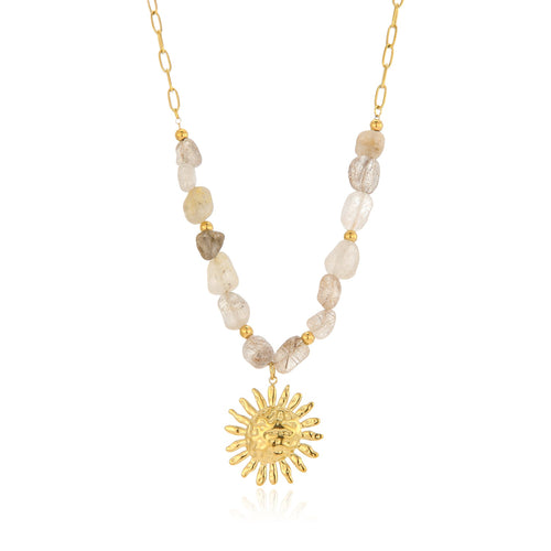 Ketting natuurstenen met zon