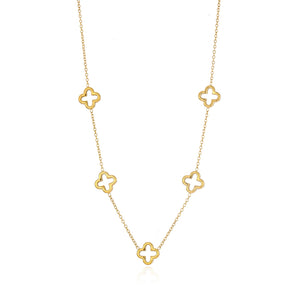 Long necklace with open cloverleaf charms