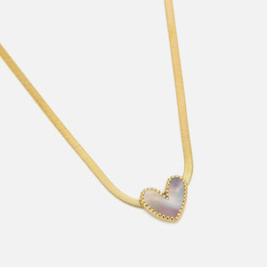 Ketting parelmoer hart goud