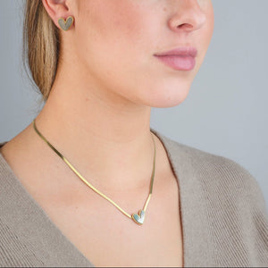 Ketting parelmoer hart goud