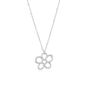 Ketting roze kralen bloem