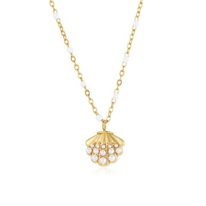 Ketting schelp parel goud