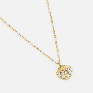 Ketting schelp parel goud