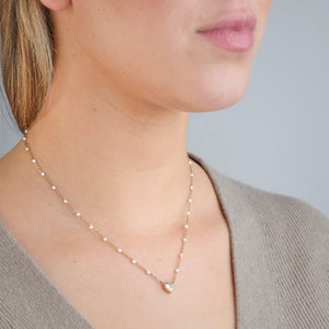 Ketting strass hart met parels goud