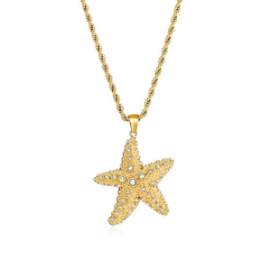 Ketting zeester steentjes goud