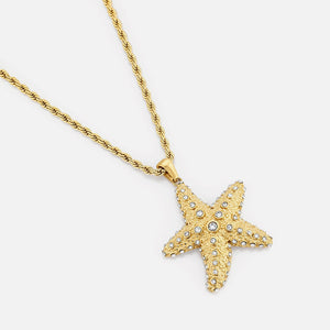 Ketting zeester steentjes goud