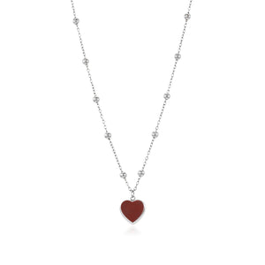 Lange ketting bordeaux rood hart