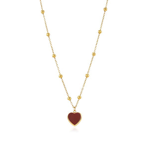 Lange ketting bordeaux rood hart