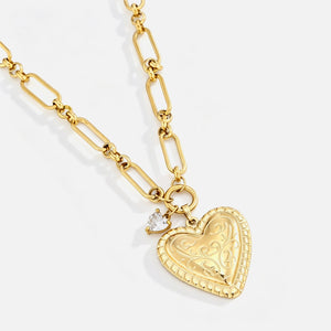 Medium length heart locket necklace - Goud
