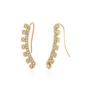 Oorbel gebogen met steentjes goud