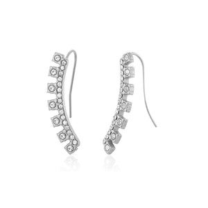 Oorbel gebogen met steentjes zilver