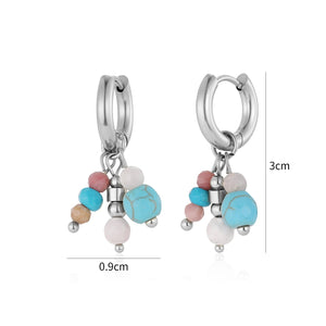 Oorbellen blauw gekleurde kralen