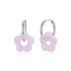 Oorbellen bloem paars