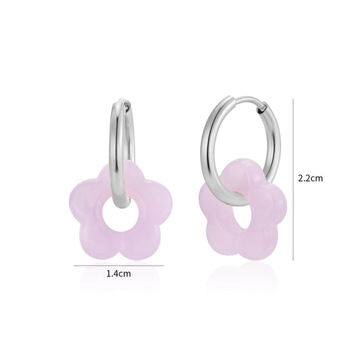Oorbellen bloem paars