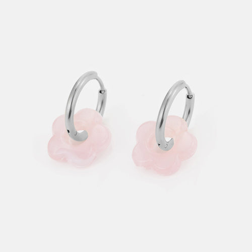 Pink flower earrings
