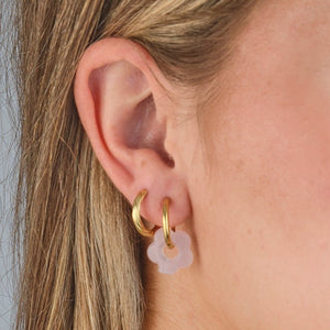 Oorbellen bloem roze goud