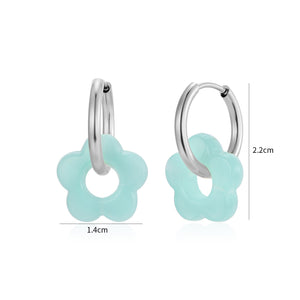 Oorbellen bloem turquoise