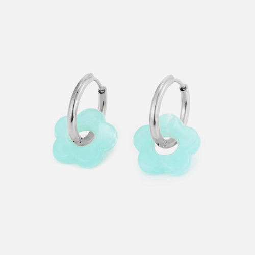 Oorbellen bloem turquoise