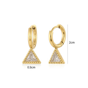Oorbellen driehoek strass goud