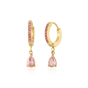 Oorbellen druppel roze goud