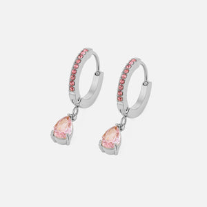 Oorbellen druppel roze zilver