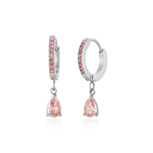 Oorbellen druppel roze zilver